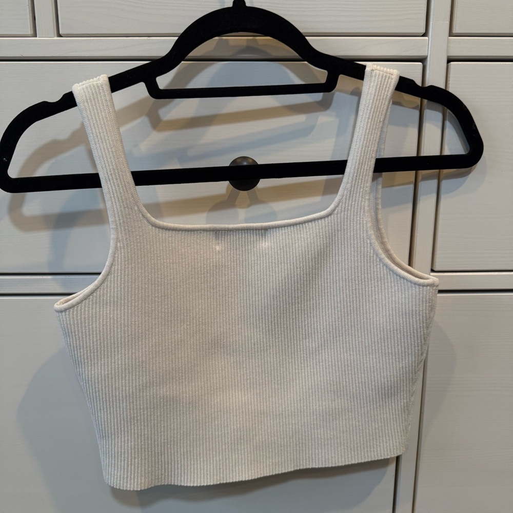 White Ribbed Tank Top - Picture 2 of 3
